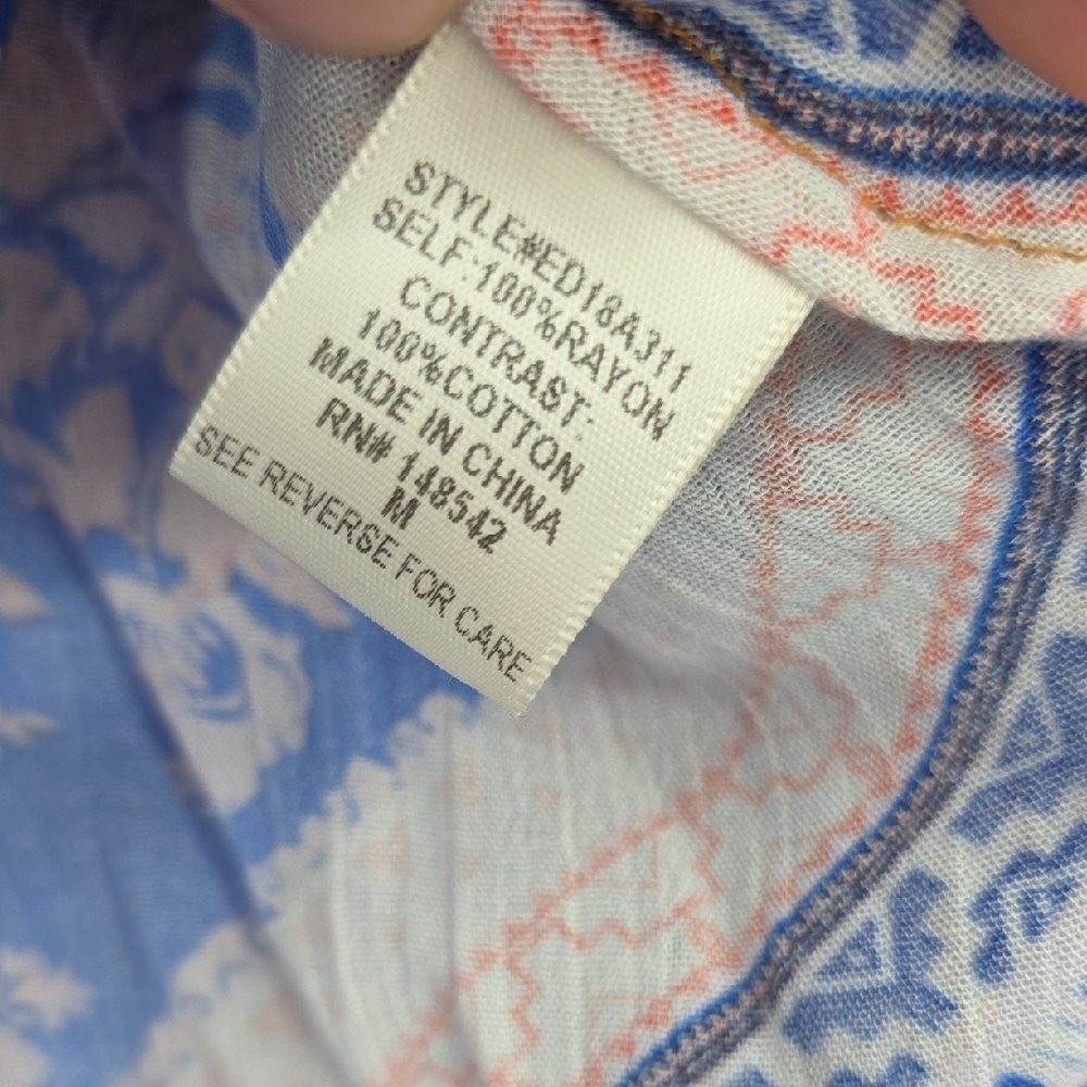 ARATTA Long Distance Lover  Button Down Printed Bell Sleeve Top Shirt M - Picture 9 of 9